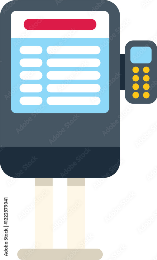 Poster self ordering interactive kiosk showing digital menu with card reader for contactless payment