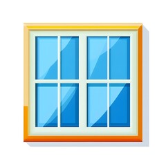 Obraz premium Isolated glass window with a simple frame design, perfect for architecture illustrations. House or home construction and interior views, ideal for web and graphic elements 
