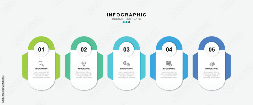 Fototapete Vector Infographic label design template with icons and 5 options or steps. for your business data. Vector Illustration.