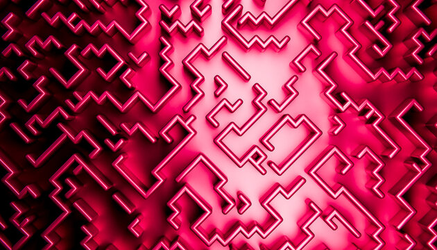 3D render of a red abstract maze design with nobody