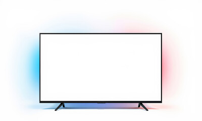 modern television mockup with blank screen, surrounded by colorful lighting effects, ideal for showcasing designs or advertisements