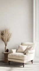 Modern interior living room features an armchair fggg