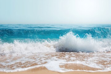 Fototapeta premium Ocean Blue Waves And Clear Sea Water On Beach,.