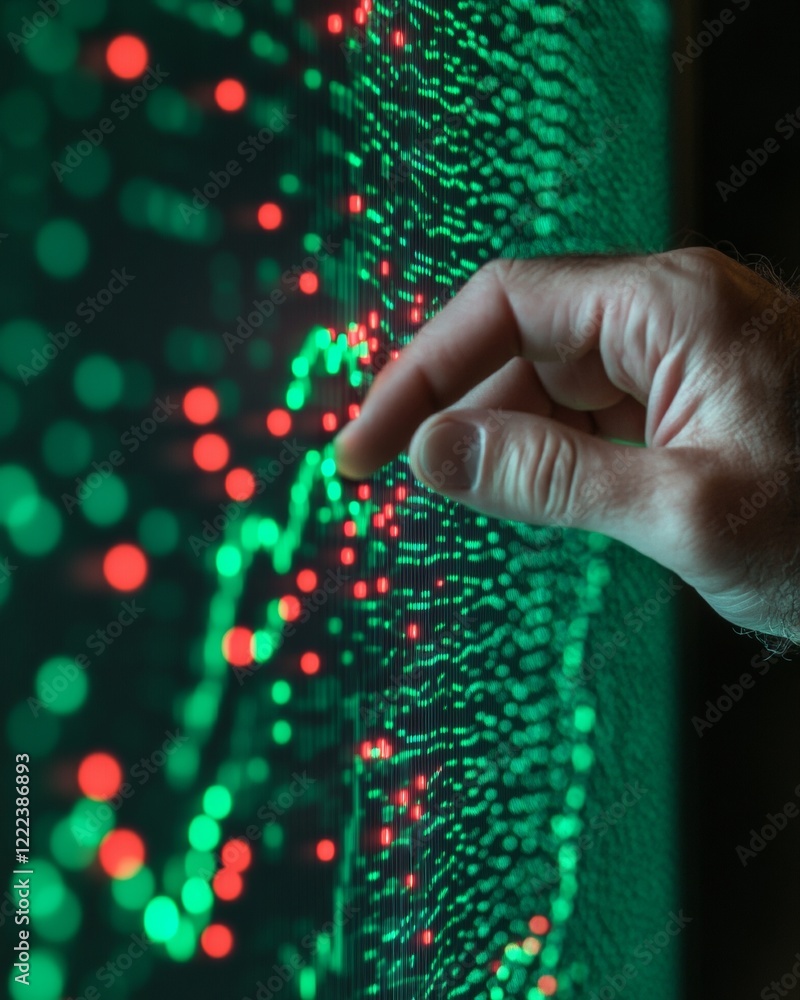 Poster modern minimalist stock market analysis digital display with market trends in green and red - profes