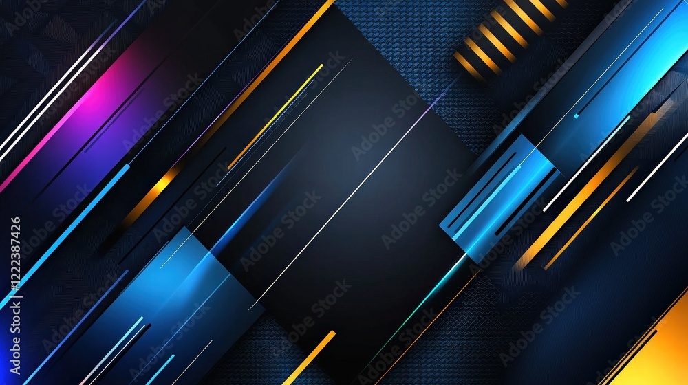 Poster vibrant modern abstract digital artwork with dynamic lines and shapes