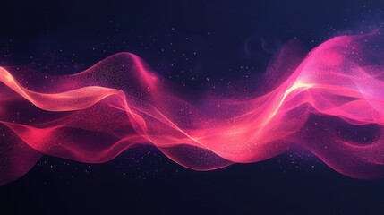 Obraz premium Bright pink and orange waves of light weave together in an elegant dance against a dark backdrop
