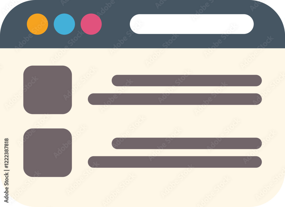 Poster Clean and modern browser window showcasing a website layout with a navigation bar and content sections