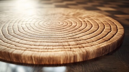 Naklejka premium Stunning Wooden Tree Ring Cross Section, Natural Wood Texture, Circular Wooden Board
