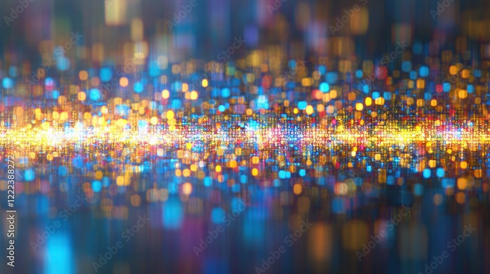 Poster bright, colorful light patterns form a mesmerizing display reflecting a sense of motion and energy