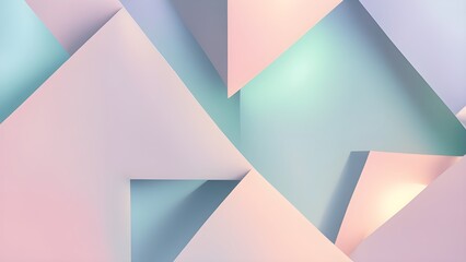 Obraz premium Abstract pastel geometric background with overlapping triangles and soft color gradients.