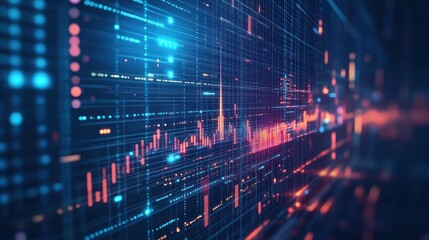 Obraz premium Colorful data streams show complex interactions within a digital network during data analysis