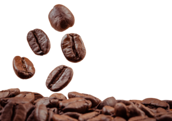 roasted coffee beans isolated in white background