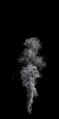 Isolated Wispy detailed Smoke with few turbulences and a linear upward shape on a black background