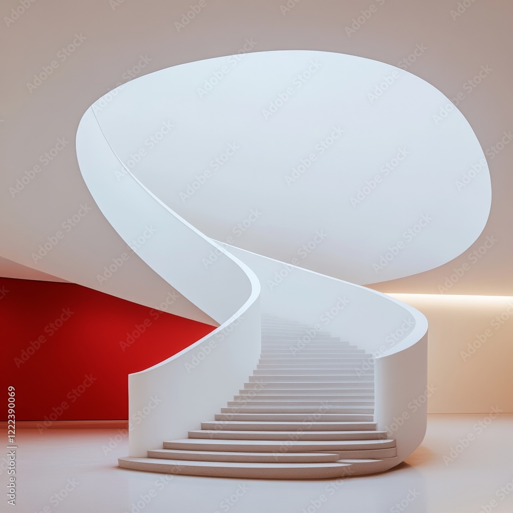 Aufkleber futuristic minimal spiral staircase in south korean campus - innovative architectural design for mod