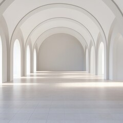 Fototapeta premium Spacious modern interior with elegant arches and soft natural light.