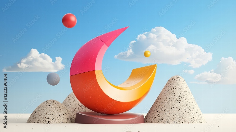 Poster advanced 3d render of emotional abstract sculpture in dynamic setting