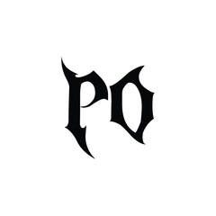 PO monogram logo design letter text name symbol monochrome logotype alphabet character simple logo