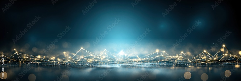 Poster illuminated connections span across a smooth, reflective surface, creating an enchanting atmosphere