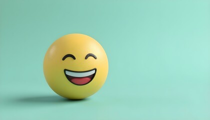 Fototapeta premium A bright yellow smiley face radiating joy on a blue backdrop, capturing the playful essence of April Fools' Day