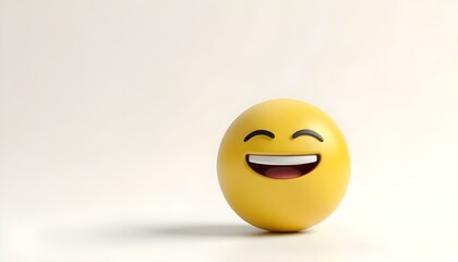 Fototapeta premium A vibrant yellow smiley face with a big grin on a white background, representing the lighthearted spirit of April Fools' Day