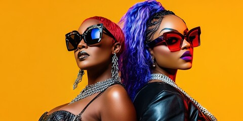 Naklejka premium diva rapper - contemporary 2025 female hip-hop emcee on stage to perform and entertain with a lifestyle brand and creative prowess
