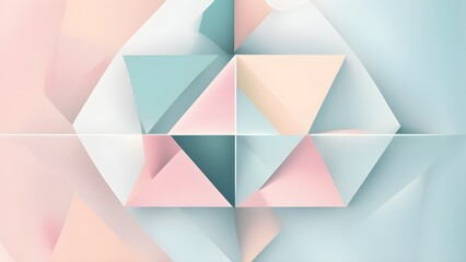 Obraz premium Abstract pastel geometric background with overlapping triangles creating a modern and elegant design.