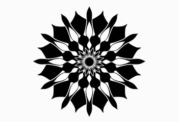 Obraz premium Black Line Mandala Icon, Isolated on White, Minimalist Design, Solid Line Art, Geometric Pattern, Simple Symbol, Spiritual Graphic, Circular Design, Single Object 