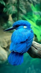 Obraz premium Vibrant Blue Kingfisher Bird Perched on Branch