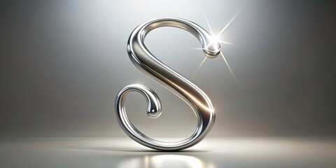 Obraz premium A shimmering silver chrome S, elegantly scripted; minimalist design, perfect initial.