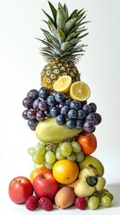 A Colorful Stack of Fresh Fruits: A Vibrant Display of Nature's Bounty