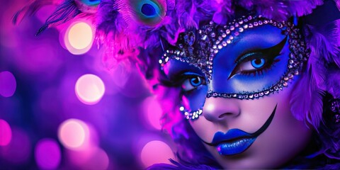 Fototapeta premium mardi gras 2025 contemporary stylish young woman for the 2025 mardi gras holiday season