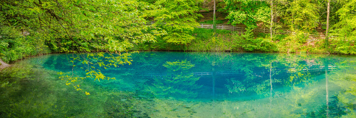 Germany, Swabian Jura, spring that serves as the source of the river Blau