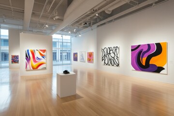 A person standing in an art gallery, their painting placed awkwardly at the corner, unnoticed by the crowd