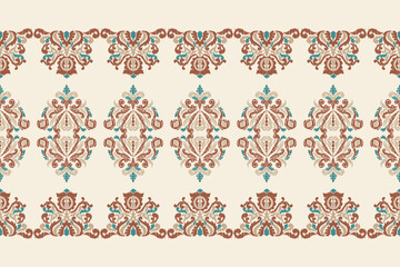 Saree Sarong Motifs Ikat floral paisley embroidery floral.ikat ethnic oriental  seamless pattern traditional.Ikat embroidery style abstract embroidery design for texture,fabric,clothing,wrapping.