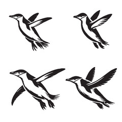 High-Quality Vector Silhouette of a Standing Chinstrap Penguin on White Background