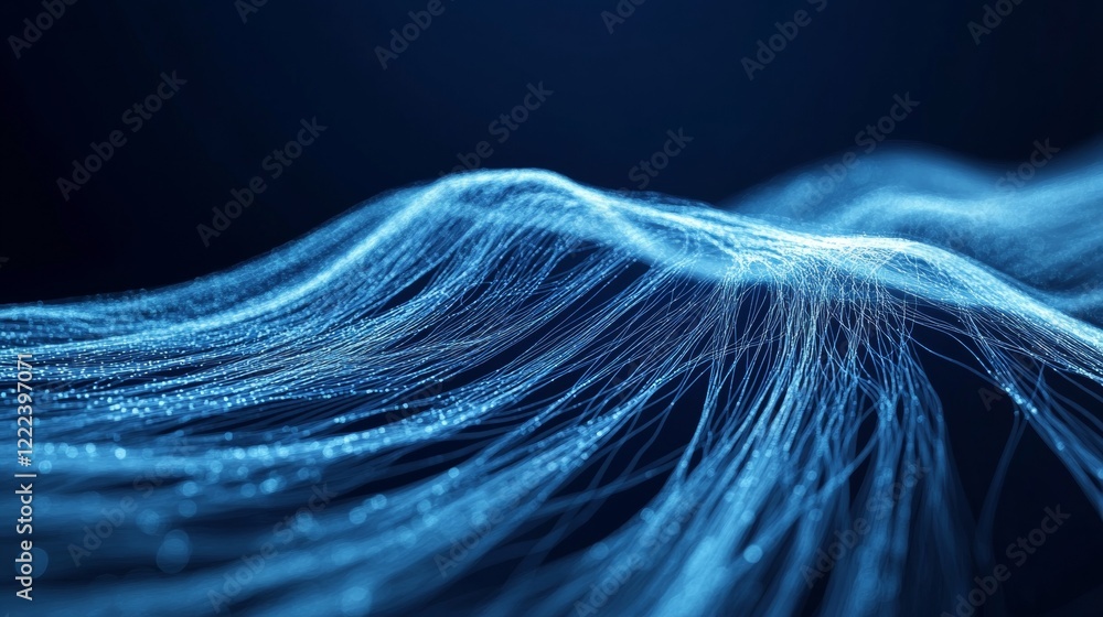 Poster Futuristic Data Synergy Glowing Digital Network with Open Padlock Overlay on Deep Blue - Enhancing Transparency for Modern Business and Global Information Flow
