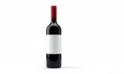 red wine bottle with blank label, perfect for mockups and presentations. sleek design and vibrant color make it ideal choice for showcasing wine branding