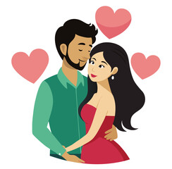 Romantic Couple Happy Relationship True Lovers Affectionate Bonding Greeting Design Vector Illustrations