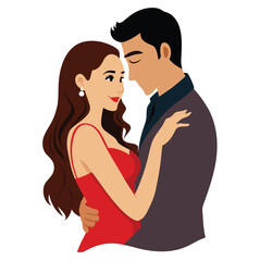 Romantic Couple Happy Relationship True Lovers Affectionate Bonding Greeting Design Vector Illustrations