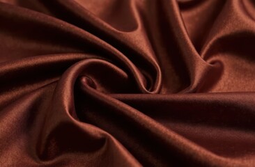 Fototapeta premium Deep, rich, chocolate colored satin. Folded and flowing background. Decoration design. Soft focus. Luxury fashion concept. Dark brown sexy silk backdrop with curves.