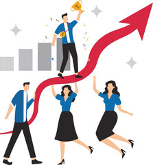 Obraz premium Business success grows through employee engagement toward shared victories