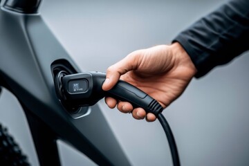 Electric Mobility Focus Sleek Urban e-Bike Charging in Silhouette - Sustainable Transport Solutions and Clean Tech Integration for Modern Eco-City Lifestyles