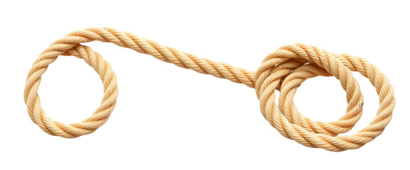 One brown braided rope isolated on transparent background