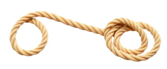One brown braided rope isolated on transparent background