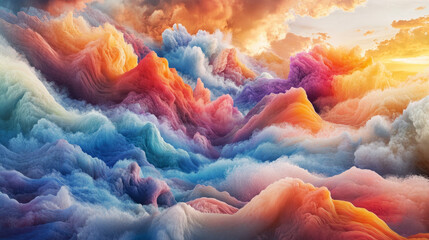 3d illustration of colored waves look like smoke 