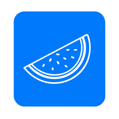 Watermelon slice illustration on bright blue background for summer design
