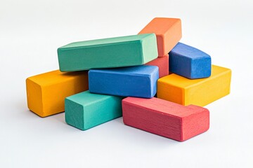 Obraz premium 123. Multi-tiered view on a set of yoga blocks, studio lighting, isolated on a white background --ar 3:2 --v 6.1 Job ID: c3e9e361-6062-44d4-8452-59a177213b7c