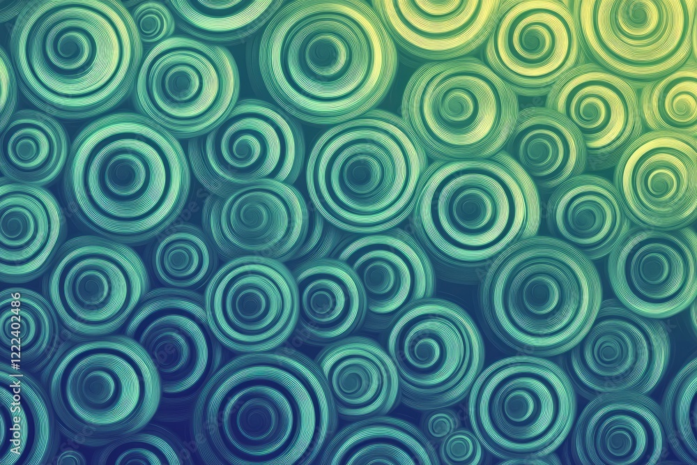 Aufkleber abstract teal and green concentric circles background design: a whimsical pattern of interlocking ri