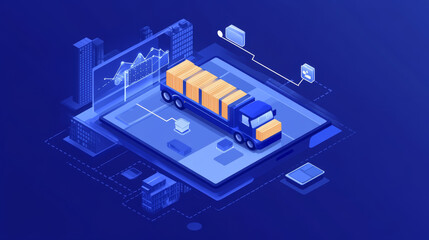Supply chain management technologies mobile app page onboard screen. International SCM logistics and cargo delivery concept. Transport export and import, shipping of goods 3d vector line art templates