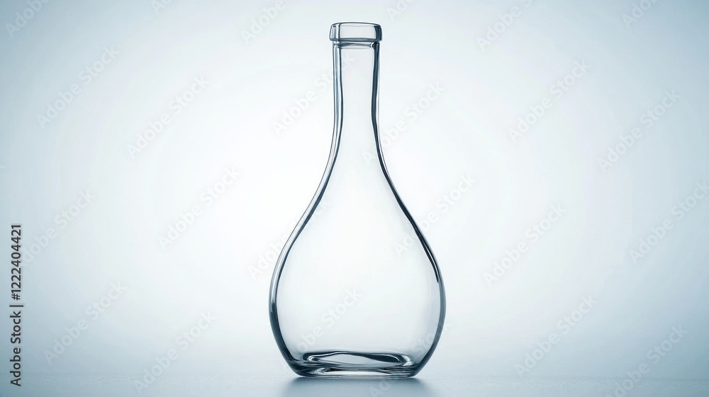 Poster elegant clear glass bottle on a light background with soft lighting and subtle reflection